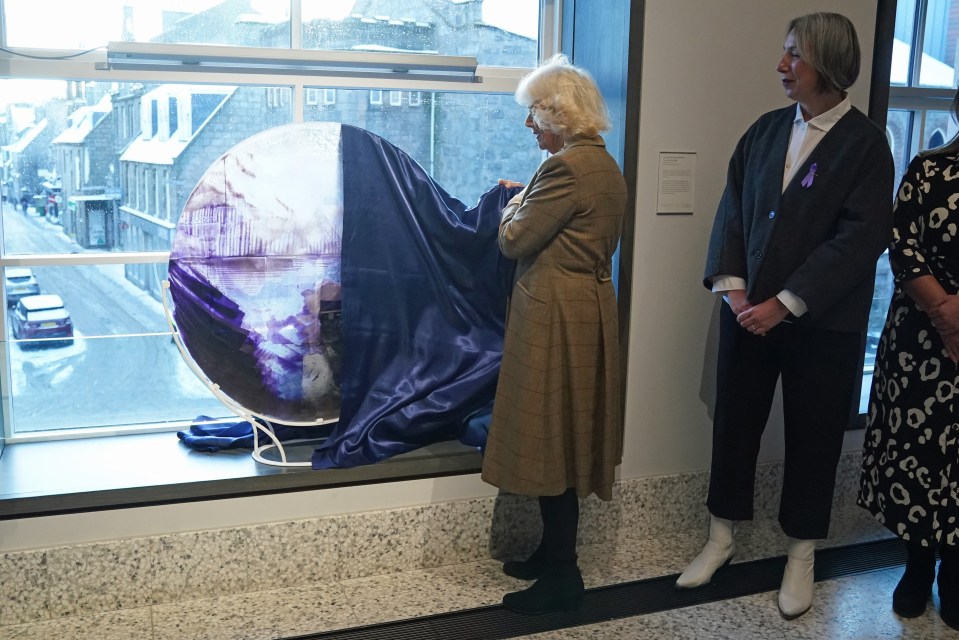 The Queen at the Aberdeen Art Gallery, as part of an initiative to provide help and guidance to people if they suspect someone is living with domestic abuse