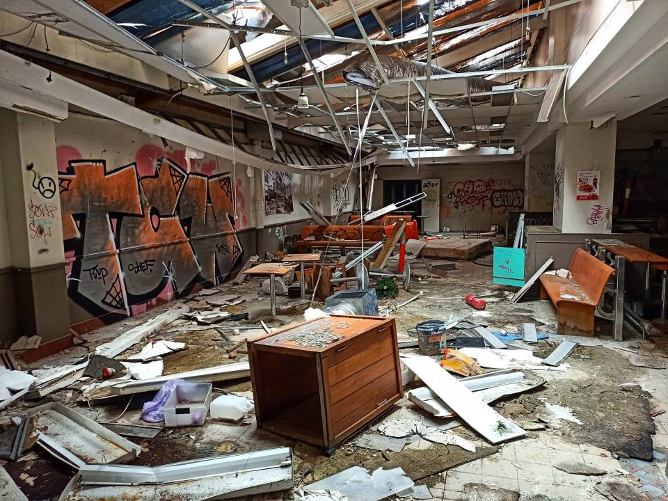 Ceiling has collapsed in some parts of the shopping centre