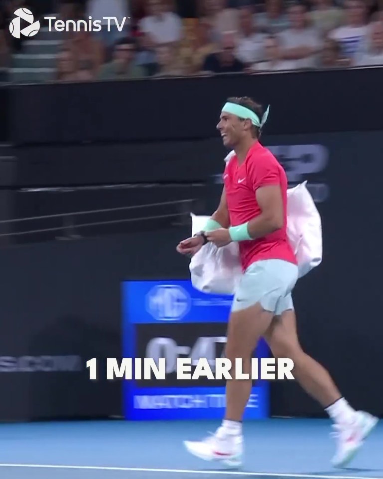 Nadal had been in good spirits after returning to the court moments earlier