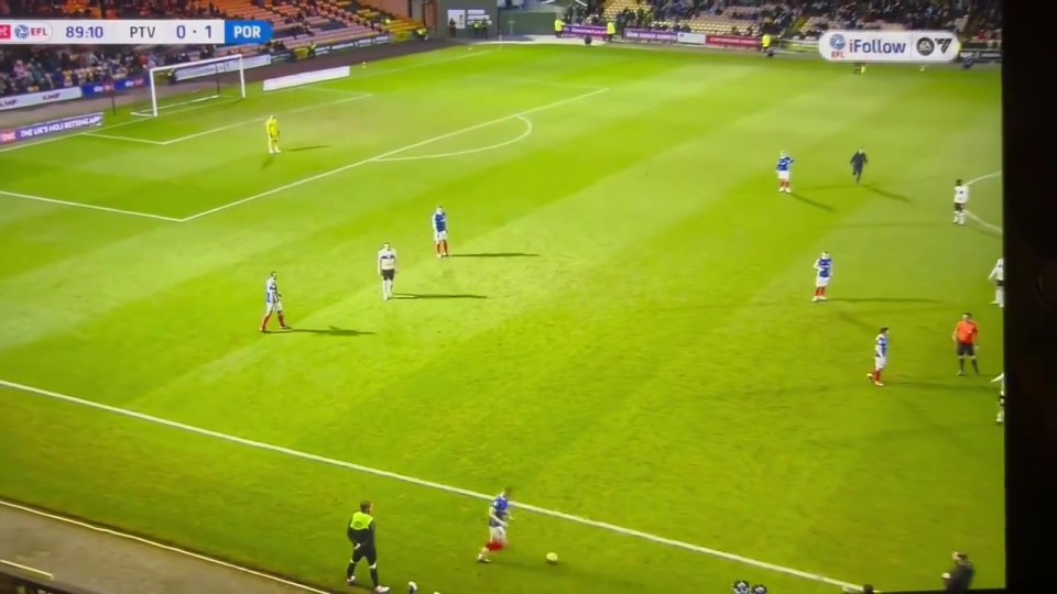 The referee for the Port Vale vs Portsmouth match had to run off the pitch to avoid a pitch invader