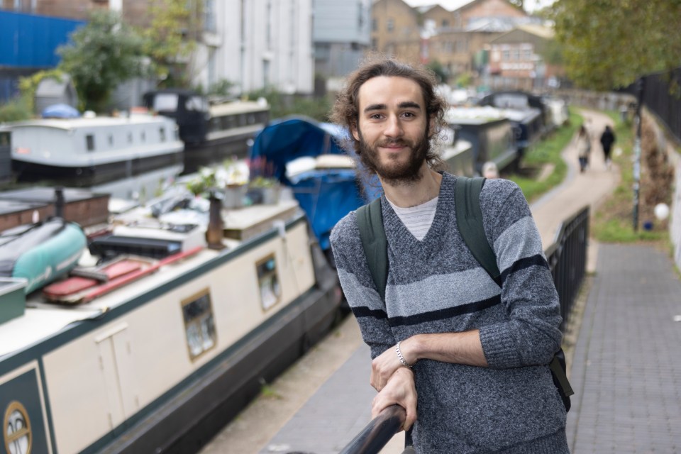 Justin, 24, lives on a boat near Haggerston