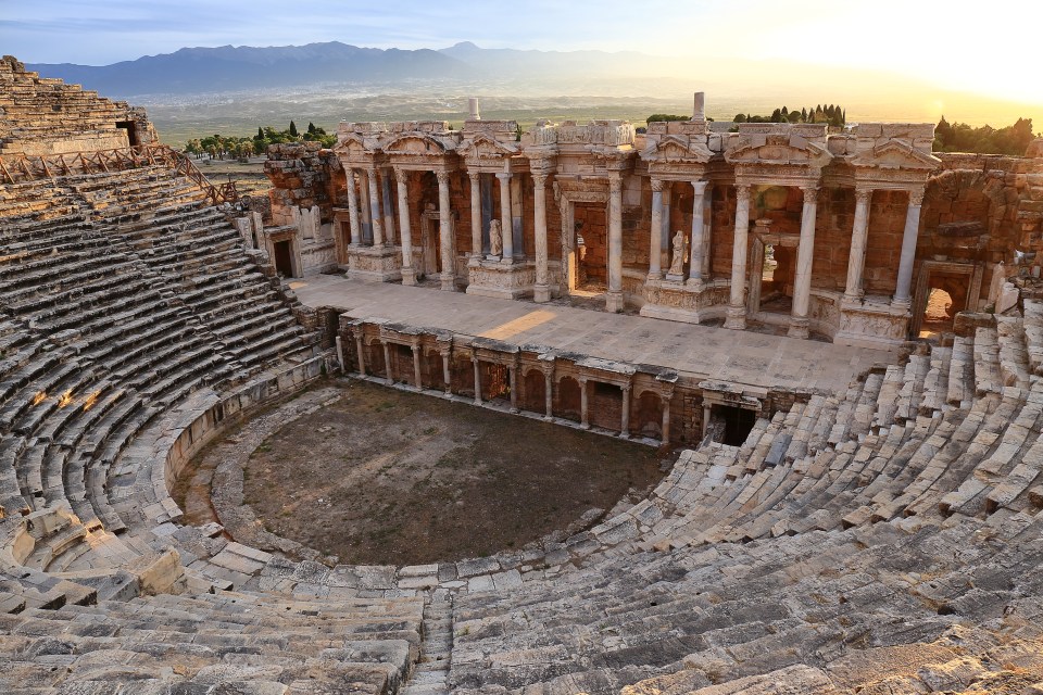 Roman and Byzantine ruins can be found at the ancient city of Hierapolis