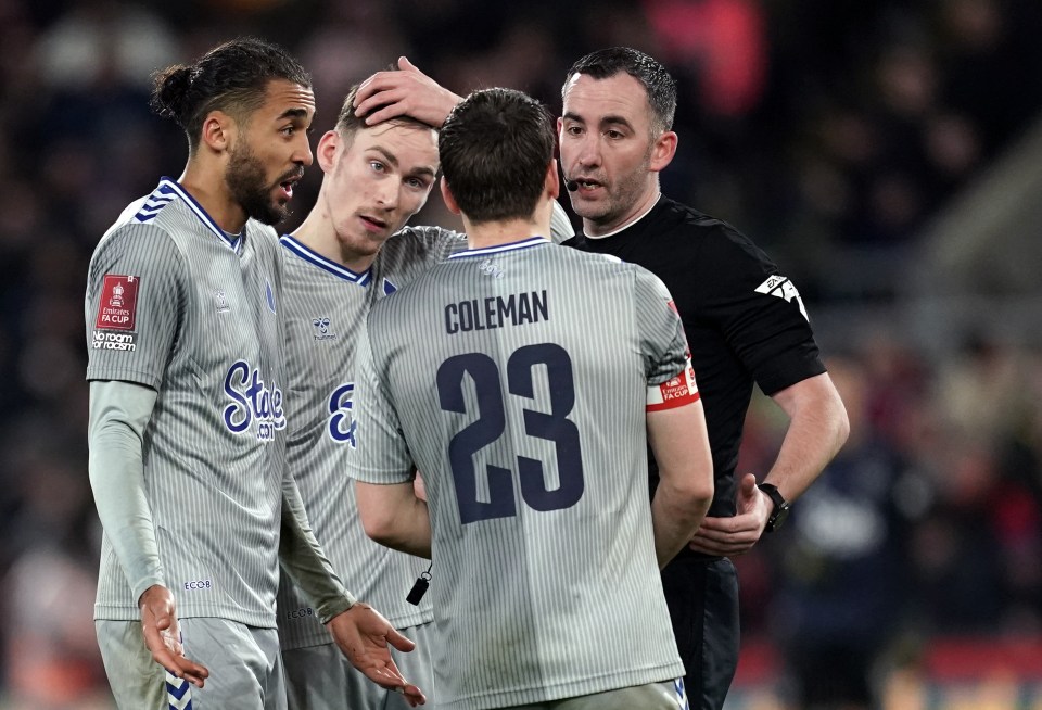 The Toffees striker was sent off in the FA Cup clash at Crystal Palace