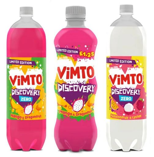 Vimto is also set to release two new flavours with mango and dragon fruit and passionfruit and lychee.