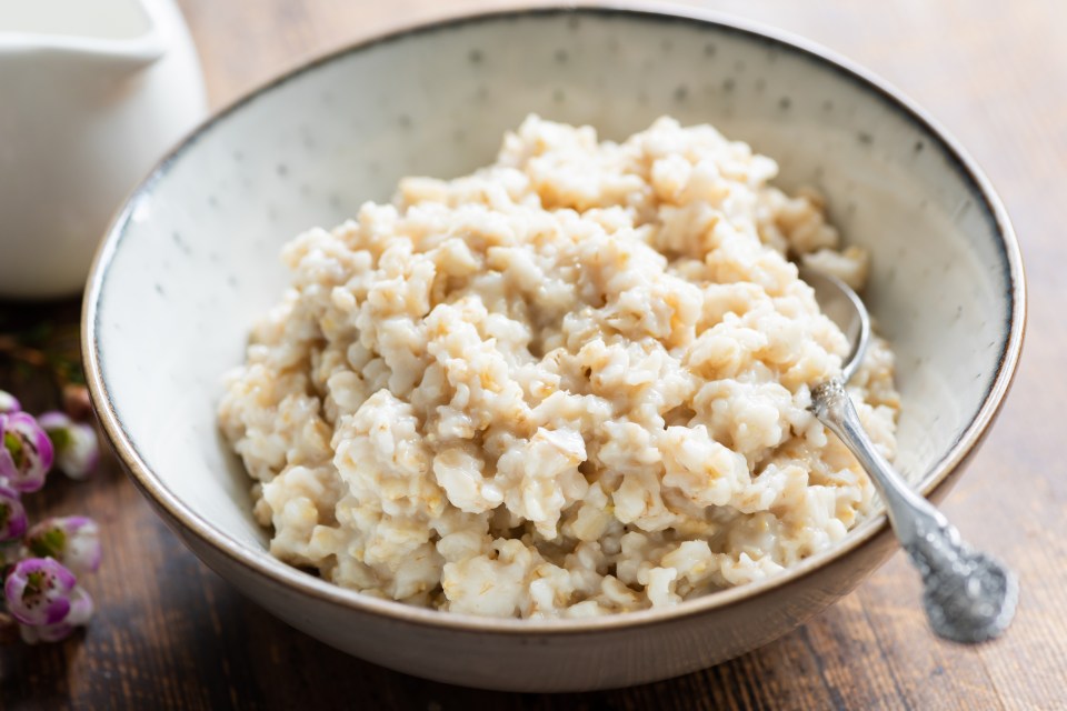 Bowl of steel-cut oatmeal porridge.