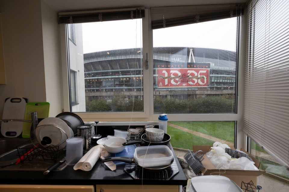 George Salisbury, 26, from St Andrews, has a view of the ground from his kitchen