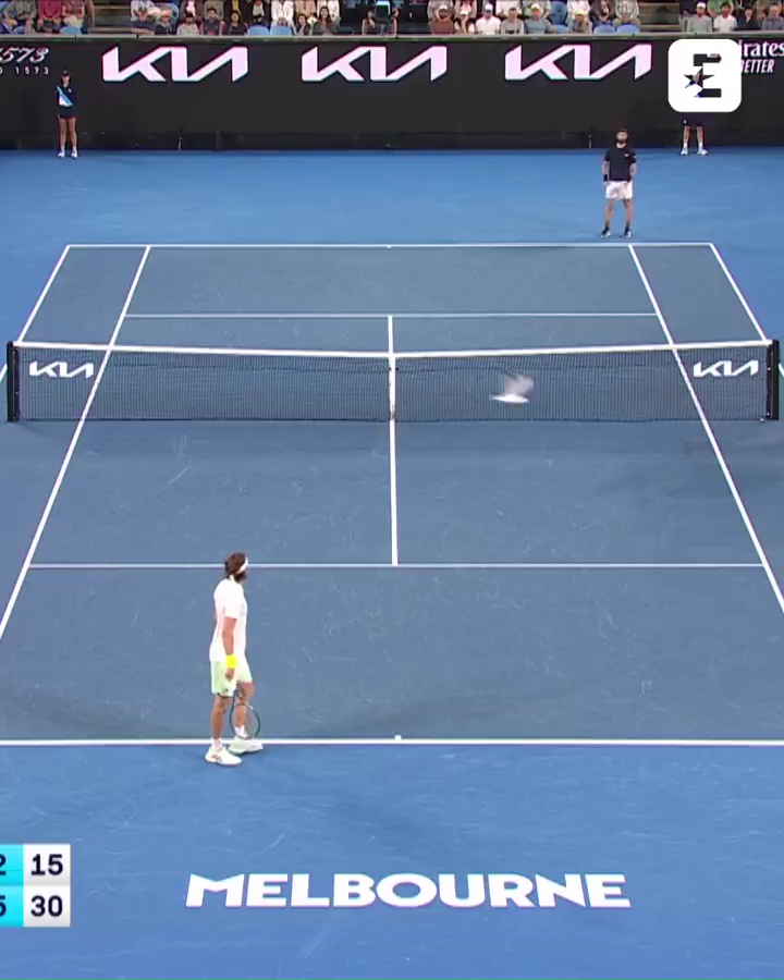 Stefanos Tsitsipas' second serve was interrupted by a seagull