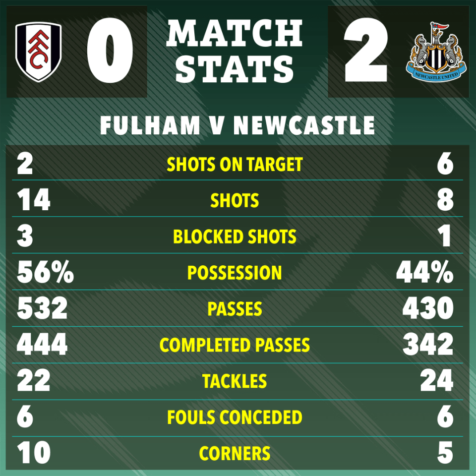 Newcastle made it to the next round even though Fulham dominated possession