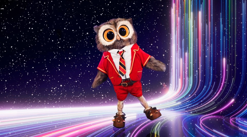 This image and the information contained herein is strictly embargoed until 21.00 Sunday 10th December 2023..From Bandicoot TV..The Masked Singer: SR5 on ITV1 and ITVX..Pictured: Owl..This photograph is (C) ITV Plc/Bandicoot TV and can only be reproduced for editorial purposes directly in connection with the programme or event mentioned above, or ITV plc. This photograph must not be manipulated [excluding basic cropping] in a manner which alters the visual appearance of the person photographed deemed detrimental or inappropriate by ITV plc Picture Desk. This photograph must not be syndicated to any other company, publication or website, or permanently archived, without the express written permission of ITV Picture Desk. Full Terms and conditions are available on the website www.itv.com/presscentre/itvpictures/terms..For further information please contact:.michael.taiwo1@itv.com