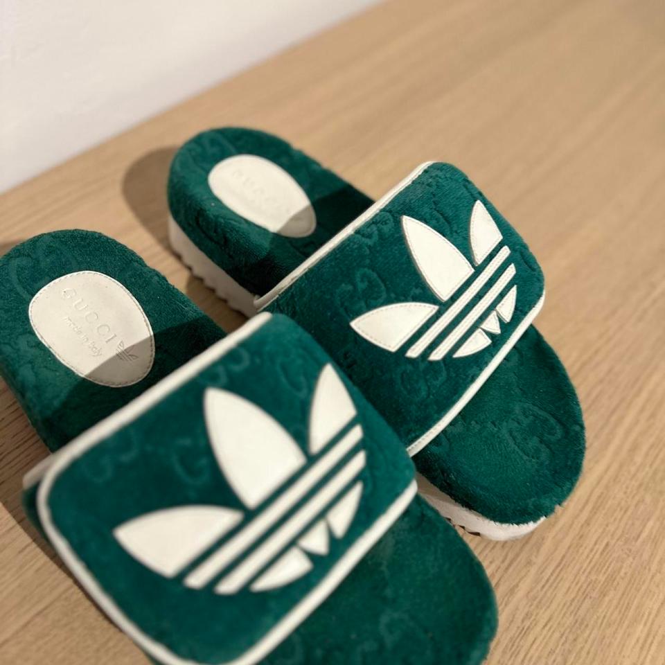 A pair of Adidas x Gucci sliders are priced at £700