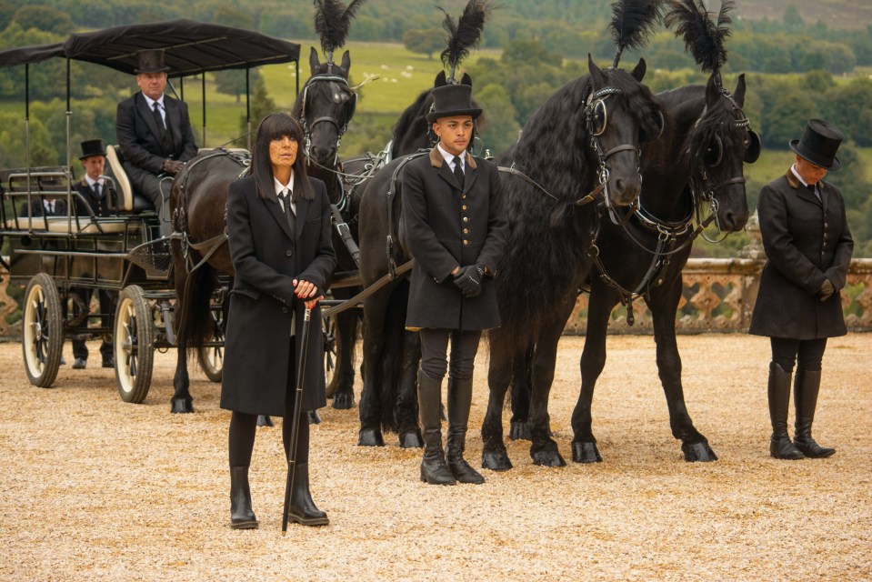 Claudia Winkleman looked ominous in a funeral costume