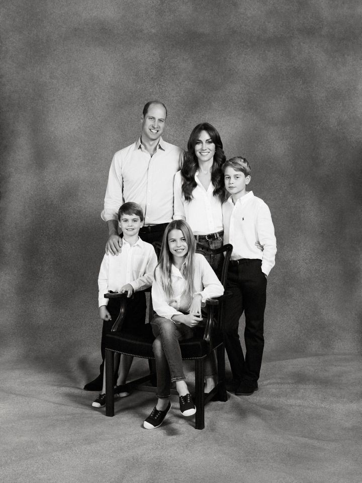 William and Kate with their three children Prince George, Princess Charlotte and Prince Louis for the family’s 2023 Christmas card