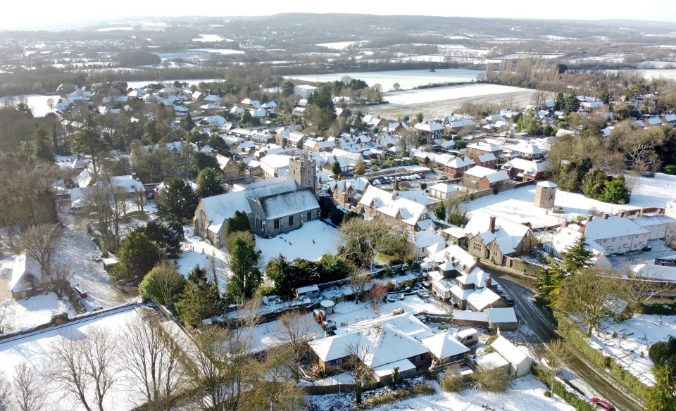 Snow and ice were still lingering in Wrotham, Kent, on Tuesday