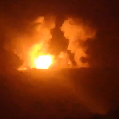 The UK and US launched their second blitz on Yemen on Monday (pictured: explosions in Yemen)