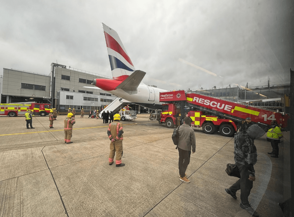 Emergency services rushed to Gate 24E at Heathrow as flight BA886 was leaving for Romania