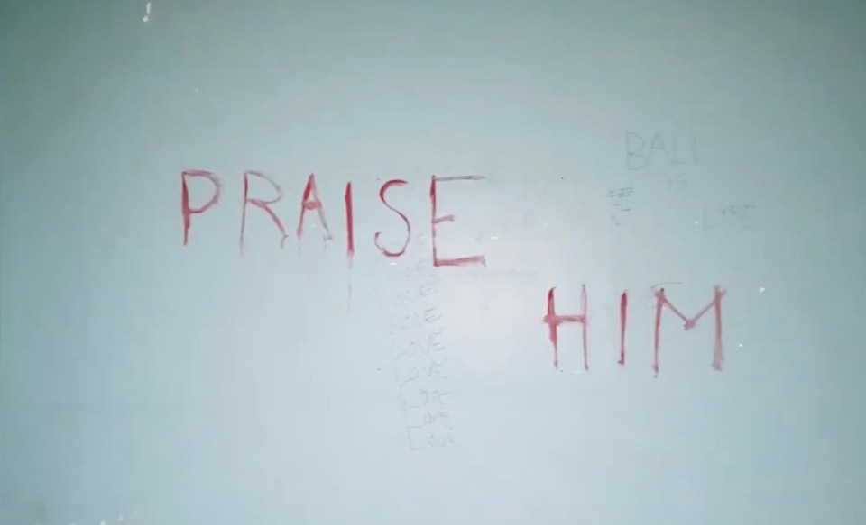 The words ‘praise him’ had also been etched into the interior of the mental asylum