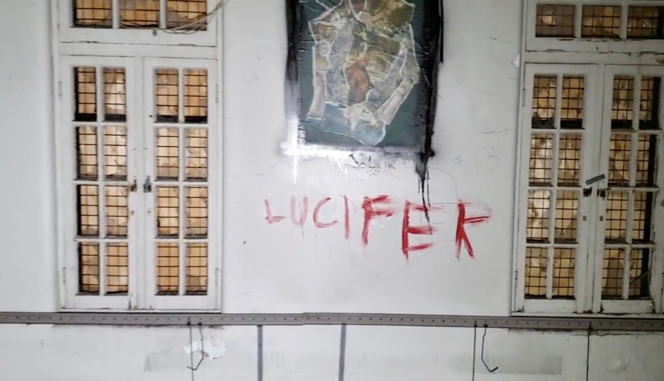 Lucifer was also written on the walls in what is believed to be blood