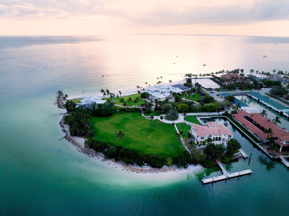 Aerial view of the mansion showing all three residencies, including the main house and a mansion