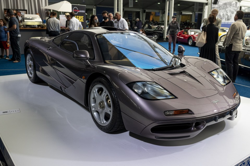 A 1995 McLaren F1 supercar on display during the Gooding and Company auction