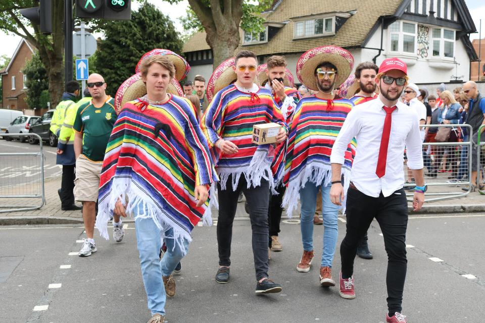 Fans on their way to a game