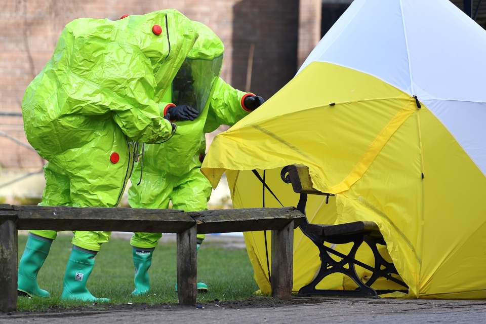 Emergency workers in hazmat suits in Salisbury in 2018