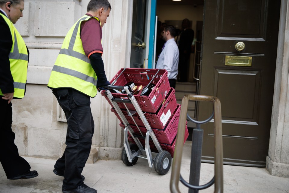 Crates of alcohol were delivered to the Cabinet Office for the Queen’s Platinum Jubilee