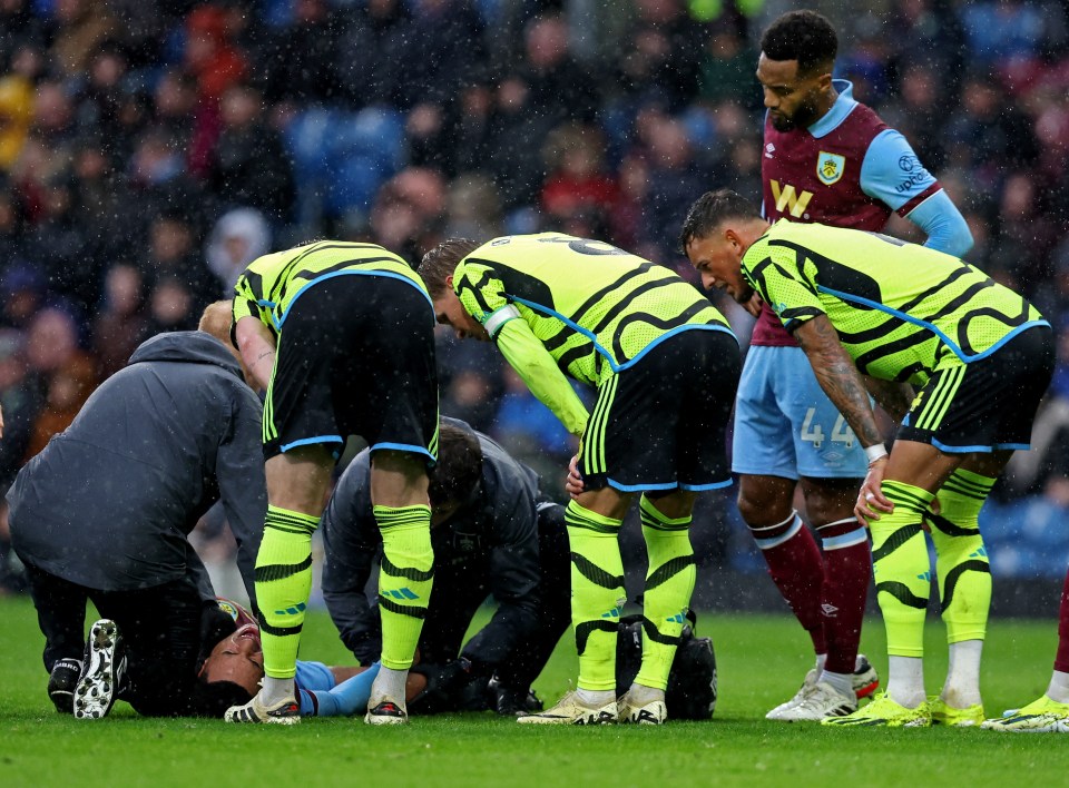 Players from both teams went over to check his condition