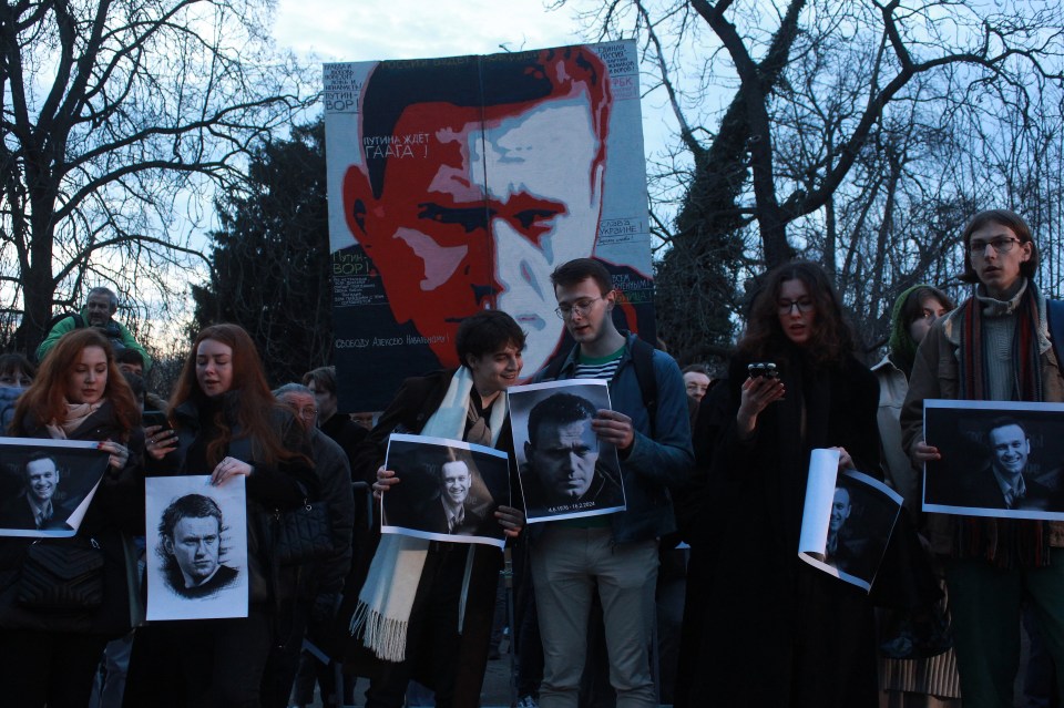 Protesters stood outside the Russian embassy in Prague