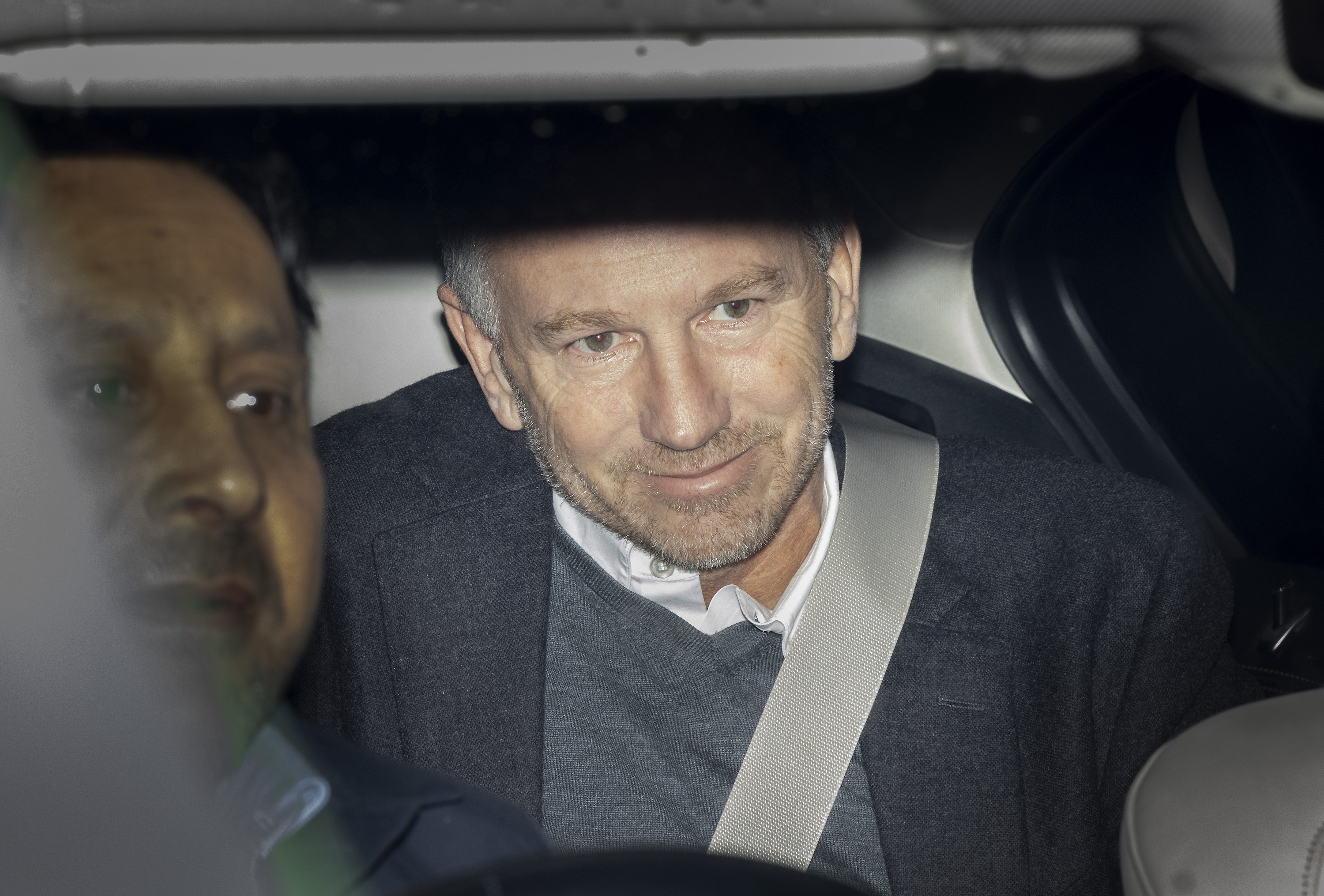 Horner was pictured this morning ahead of the hearing