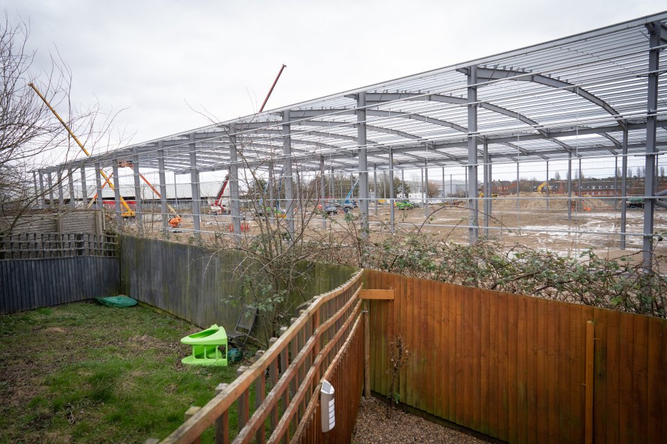 The new industrial unit just feet away from residents' gardens