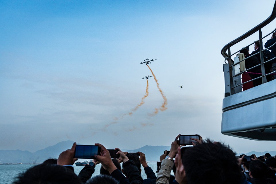 Stunned spectators watched the display