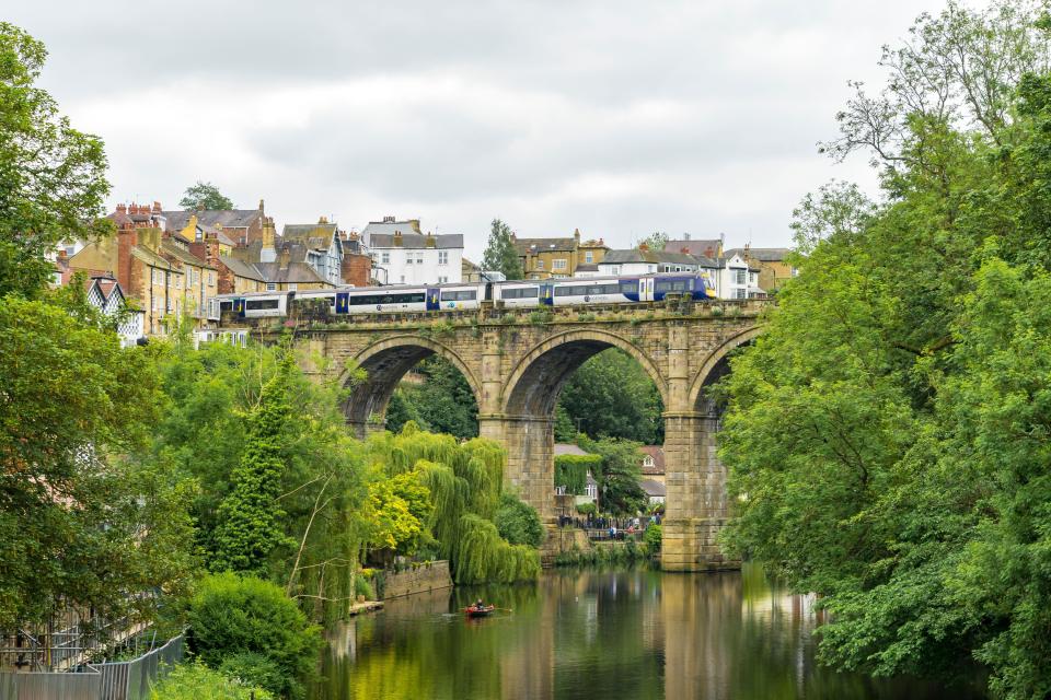 Trains connect the town of Knaresborough to Harrogate