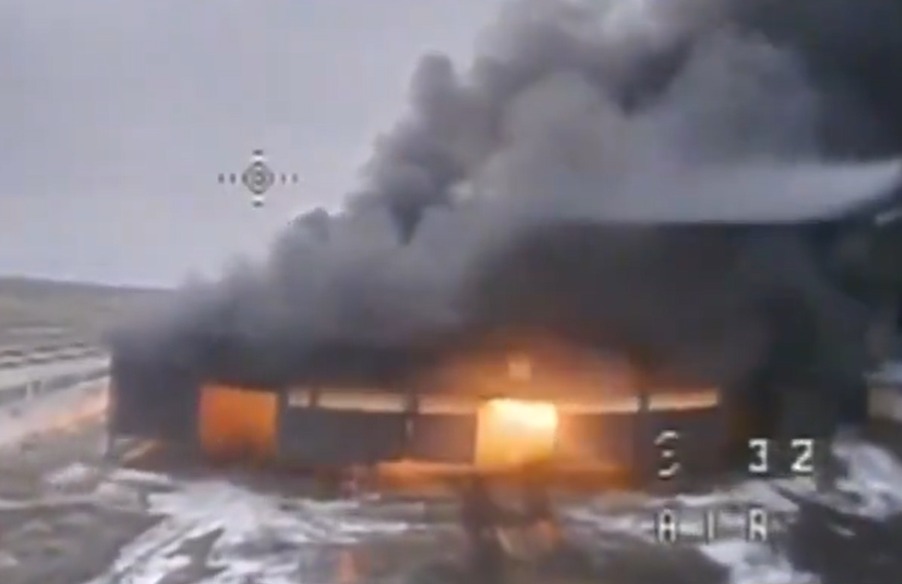 Moment fire rips through the hanger