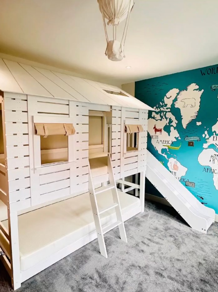 Reggie has a cool, adventure inspired bedroom with a treehouse bed