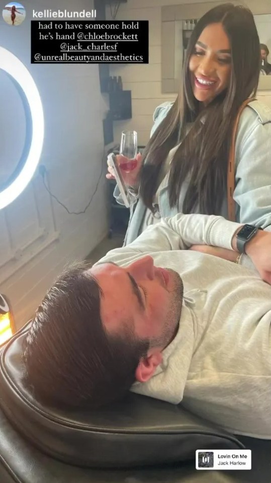 Towie's Chloe Brockett held his hand during the procedure