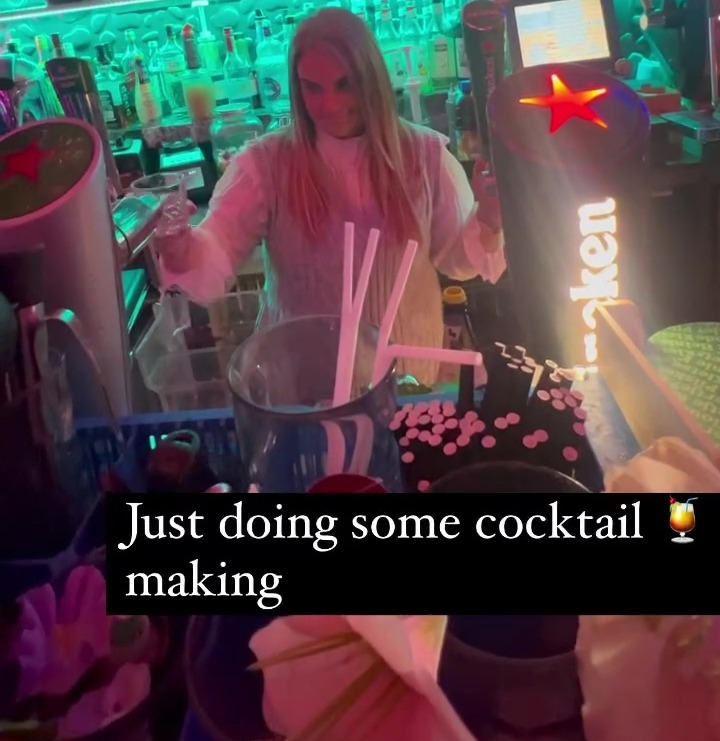 She shared videos of herself mixing up an alcoholic concoction in the blender