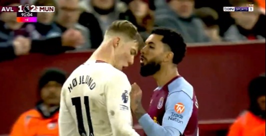 That led to a heated confrontation between Hojlund and Douglas Luiz