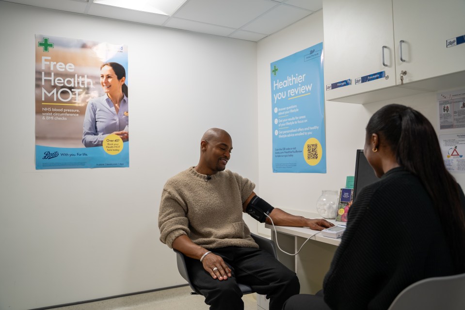 Paul pictured getting his free health MOT at Boots