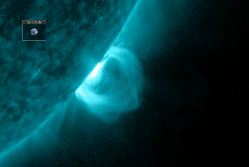 Footage shows the flare getting increasingly bright in a matter of seconds