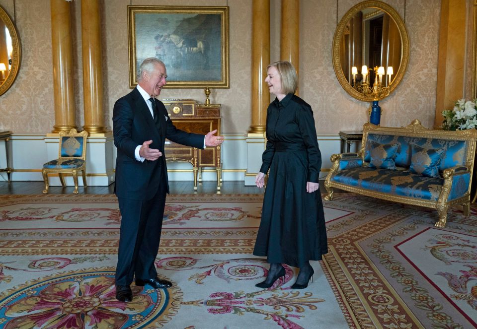 King Charles III receives Prime Minister Liz Truss in the 1844 Room at Buckingham Palace in London. Picture date: Sunday September 18, 2022. PA Photo. See PA story DEATH Queen. Photo credit should read: Kirsty O'Connor/PA Wire