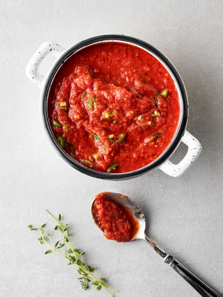 You can easily make your own by mixing tinned tomatoes with lentils