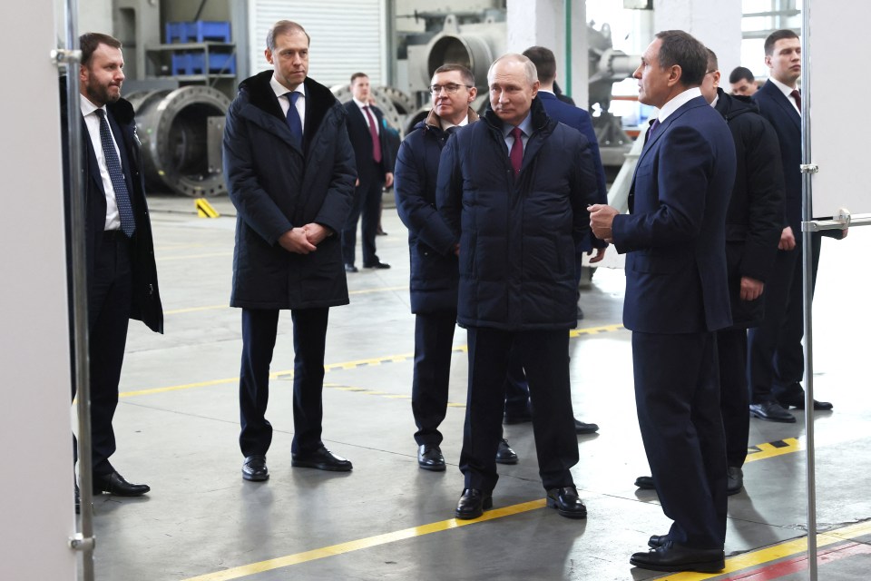 In this pool photograph distributed by Russian state agency Sputnik, Russia's President Vladimir Putin visits the Chelyabinsk Forge-and-Press Plant in Chelyabinsk on February 16, 2024. (Photo by Alexander RYUMIN / POOL / AFP) (Photo by ALEXANDER RYUMIN/POOL/AFP via Getty Images)