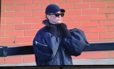 Jess Glynne was spotted by the BBC cameras at Arsenal vs Manchester City