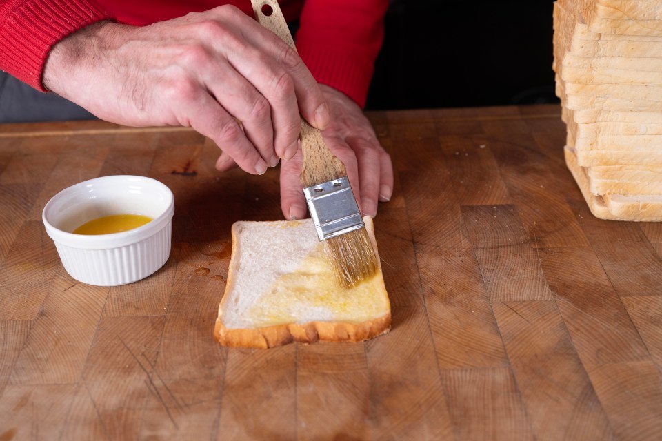 Use a pastry brush to apply melted butter on to the outsides of your ­sarnie before grilling