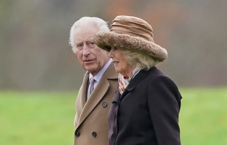 King Charles III and Queen Camilla leave after attending a Sunday church service at St Mary Magdalene Church in Sandringham, Norfolk. Picture date: Sunday February 18, 2024. PA Photo. See PA story ROYAL King. Photo credit should read: Joe Giddens/PA Wire