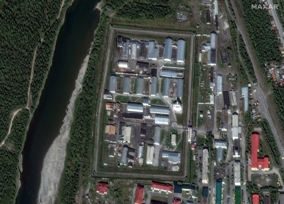 A satellite image shows the prison, where late Russian opposition politician Alexei Navalny served his jail term, in the settlement of Kharp in the Yamal-Nenets Region, Russia August 13, 2023, in this handout image obtained by Reuters on February 16, 2024. Navalny was announced dead by the Russian prison service on Friday. Maxar Technologies/Handout via REUTERS THIS IMAGE HAS BEEN SUPPLIED BY A THIRD PARTY. NO RESALES. NO ARCHIVES. MANDATORY CREDIT. DO NOT OBSCURE LOGO.