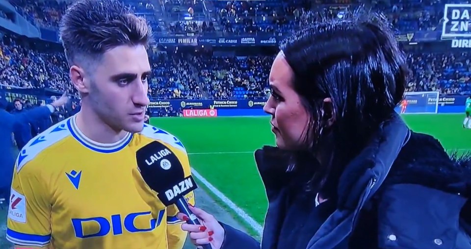 Robert Navarro lost track of time as he was interviewed at half-time