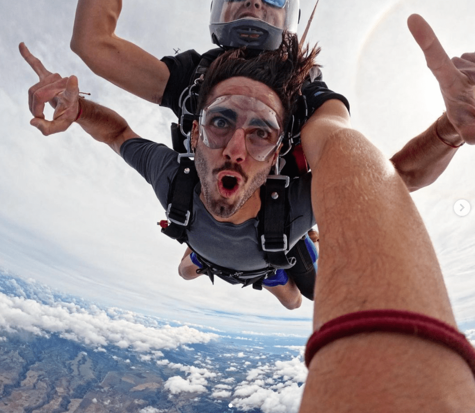 Campana showed off his daredevil side skydiving