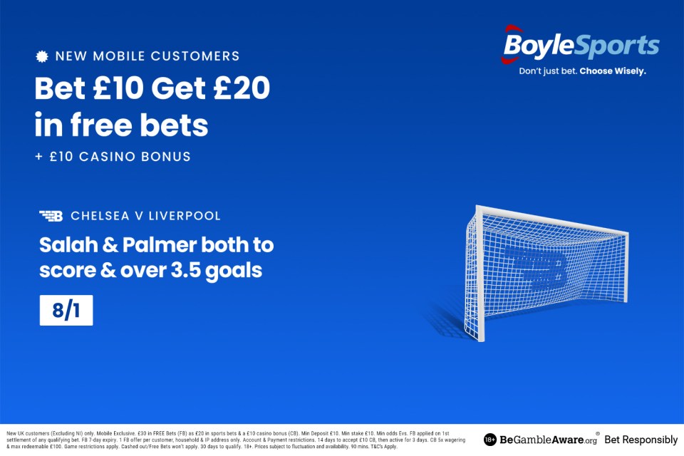 Chelsea vs Liverpool: Get £20 in free bets and £10 casino bonus with BoyleSports, plus 8/1 Carabao Cup final boost