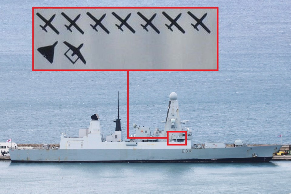 The WW2-style kill markings are being shown off on HMS Diamond's starboard side